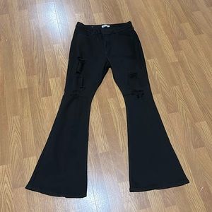 Rue 21 Sz 16 black distressed flare jeans- NWOT